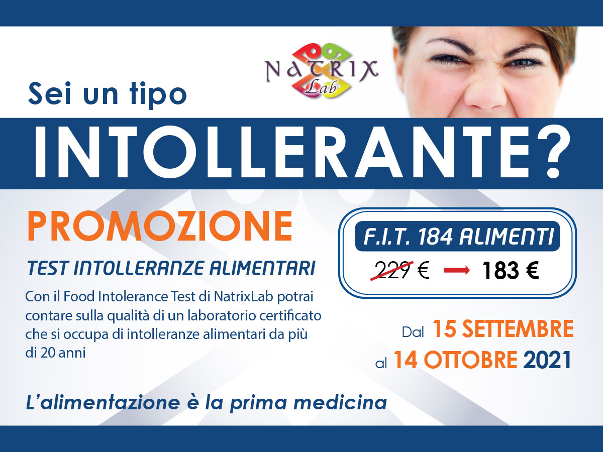 PROMOZIONE TEST INTOLLERANZE ALIMENTARI