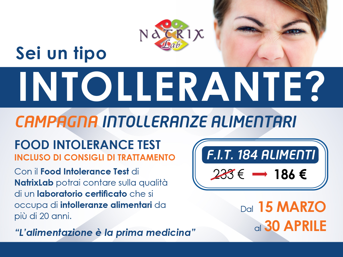 INTOLLERANZE ALIMENTARI in PROMOZIONE dal 15 marzo al 30 aprile.