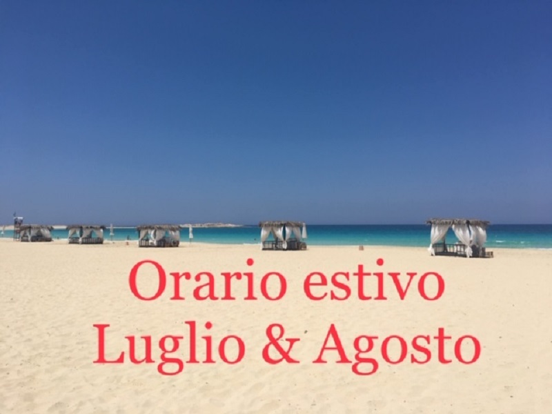 Orario Estivo Luglio&Agosto